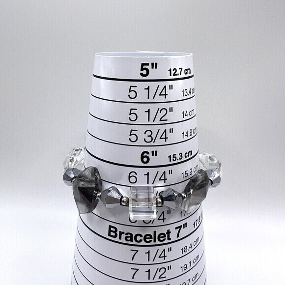 PREMIER DESIGNS Long Silver Tone Ice Crystal Bead Necklace and Bracelet 48" + 3" - Picture 3 of 12